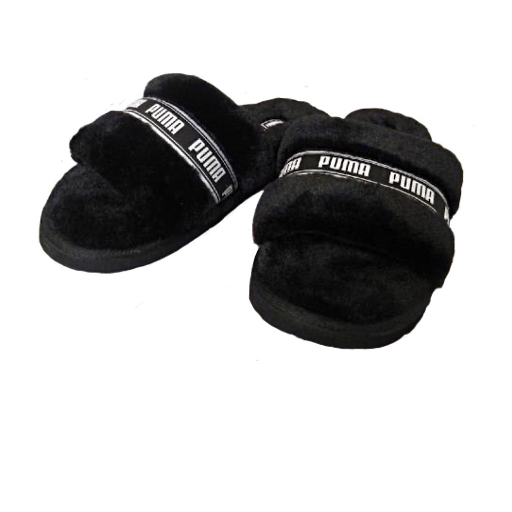 NWOT Puma Black Fluff Remix Slides, Sz 8